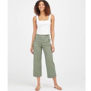 SPANX Olive Green Cropped Wide-Leg Ankle Pants